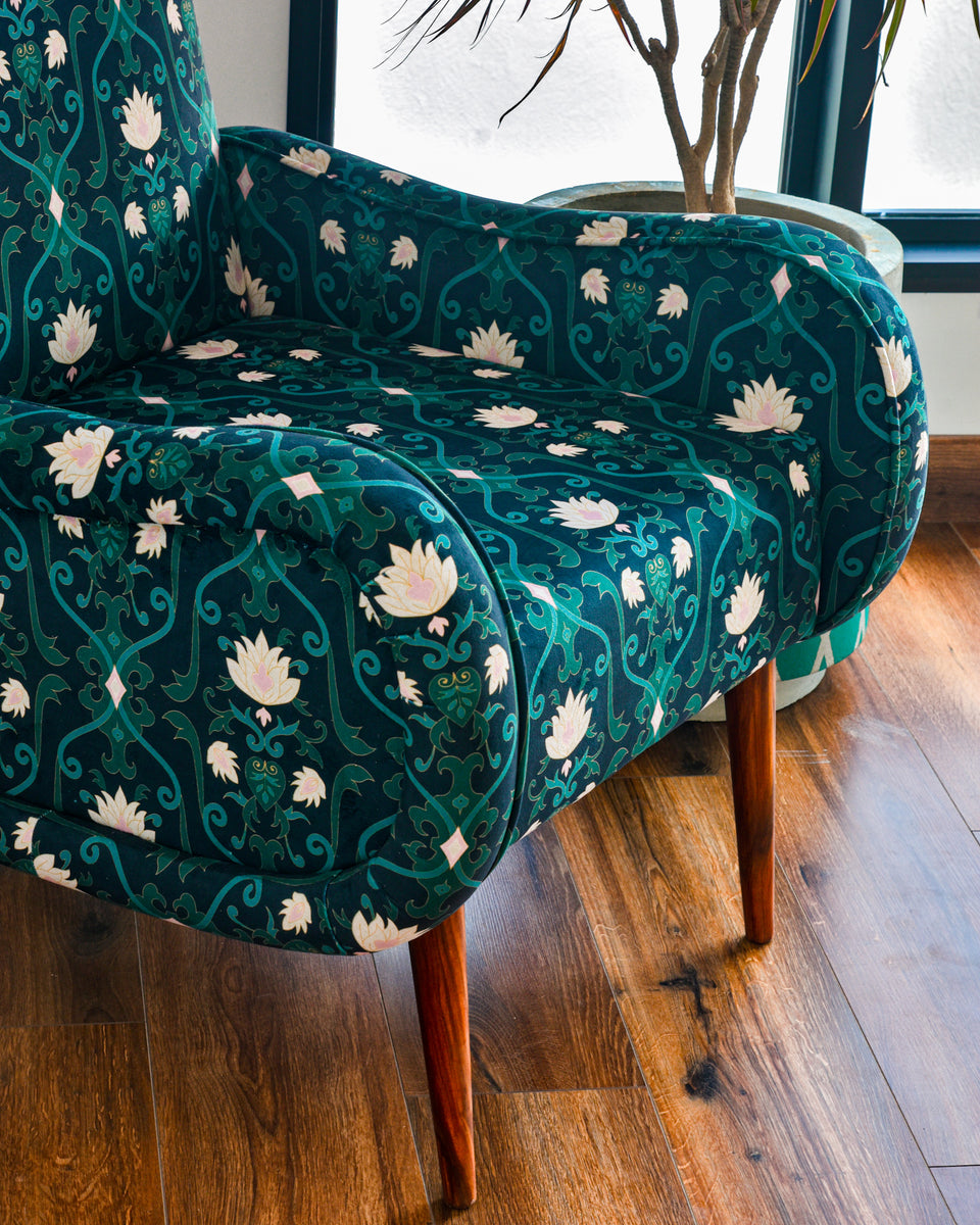 Teal floral accent online chair