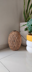 Bowl of Light - Handcrafted Cane Floor Lamp